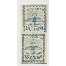 ARGENTINA 1860 GJ 6b CONFEDERACION VARIEDAD SIN GUARDA INFERIOR CON GOMA EN PAREJA CON GJ 6 MINT U$ 105