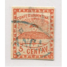 ARGENTINA 1858 GJ 1 CONFEDERACION ESTAMPILLA USADA MATASELLO FRANCA de PARANA