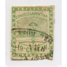 ARGENTINA 1858 GJ 2 CONFEDERACION ESTAMPILLA USADA MATASELLO FRANCA ROSARIO