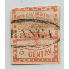 ARGENTINA 1858 GJ 1e CONFEDERACION VARIEDAD DOBLE PUNTO DESPUES DE 