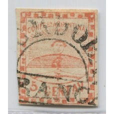 ARGENTINA 1858 GJ 1 CONFEDERACION ESTAMPILLA USADA CON MATASELLO CORDOBA U$ 40