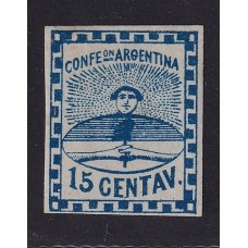ARGENTINA 1858 GJ 3A CONFEDERACIONPLANCHA B COLOR AZUL OSCURO ESTAMPILLA NUEVA MINT RARISIMA U$ 300