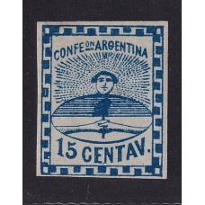 ARGENTINA 1858 GJ 3A CONFEDERACIONPLANCHA B COLOR AZUL OSCURO ESTAMPILLA NUEVA MINT RARISIMA U$ 300