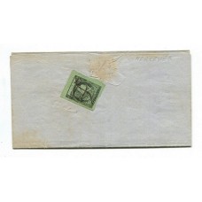 ARGENTINA 1864 GJ 4 CORRIENTES COLOR VERDE AMARILLO EN CARTA PLIEGO COMPLETO FECHADO EL 25/9/1864 EN MERCEDES TIPO 3 DE LA PLANCHA U$ 275