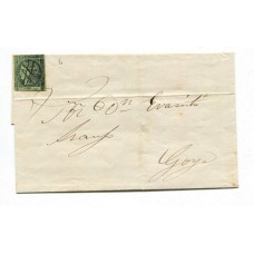 ARGENTINA 1864 GJ 4 CORRIENTES VERDE AMARILLO EN CARTA U$ 275 MUY BONITA TIPO 5 DE LA PLANCHA