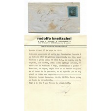 ARGENTINA 1860 GJ 2 CORRIENTES 1 REAL TACHADO A PLUMA EN PLIEGO COMPLETO DESDE MERCEDES CON FECHA ANTERIOR A TODO REGISTRO EN EL CERTIFICADO DE KNEITSCHEL SE ACLARA NUEVA PRIMERA FECHA DE CIRCULACION RARISIMA Y ES CARTA COMPLETA TIPO 3 DE LA PLANCHA