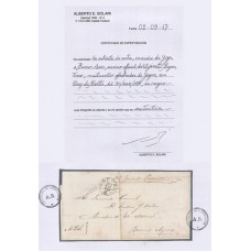 ARGENTINA 1871 CORRIENTES PLIEGO CORREO MILITAR EJERCITO CORRENTINO GOYA 30/3/1871 al Tte. CORONEL EUDORO BALSA MINISTRO DE GUERRA Y OFICIAL DESTACADO EN LA GUERRA DE LA TRIPLE ALIANZA CON EL PARAGUAY RARISIMA Y UNICA, CERTIFICADO DE AUTENTICIDAD