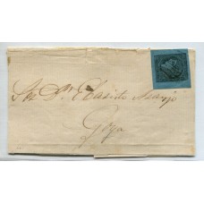 ARGENTINA 1856 GJ 1 CORRIENTES PLIEGO CIRCULADO A GOYA CON ESTAMPILLA DE AMPLIOS MARGENES U$ 450