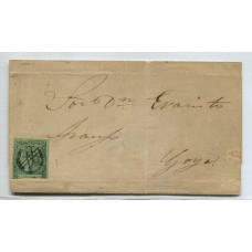 ARGENTINA 1864 GJ 4 CORRIENTES PLIEGO CIRCULADO A GOYA TIPO 1 DE LA PLANCHA U$ 275