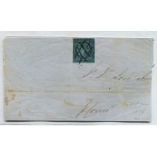 ARGENTINA 1856 GJ 1 CORRIENTES 1/2 CARTA CON LA PRIMER ESTAMPILLA ARGENTINA TIPO 5 DE LA PLANCHA