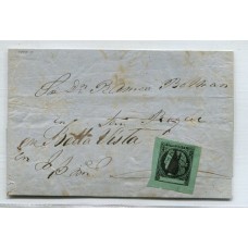 ARGENTINA 1865 GJ 5 CORRIENTES COLOR VERDE AZULADO EN CARTA TIPO 3 DE LA PLANCHA U$ 275 MUY BONITO