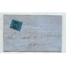 ARGENTINA 1860 GJ 3 CORRIENTES EN CARTA CON PLUMA DE GOYA ESTAMPILLA CON IMPRESIÓN ALGO FALTA DE TINTA HERMOSA TIPO 4 DE LA PLANCHA U$ 220