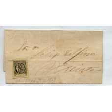 ARGENTINA 1867 GJ 6 CORRIENTES ESTAMPILLA EN PLIEGO CIRCULADO DE MBURUCUYA A BELLA VISTA CON FECHA 7/5/1867 TIPO 3 DE LA PLANCHA U$ 210