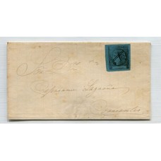 ARGENTINA 1860 GJ 3 CORRIENTES ESTAMPILLA CON IMPRESIÓN ALGO FALTA DE TINTA EN CARTA MUY PROLIJA TIPO 4 DE LA PLANCHA U$ 220