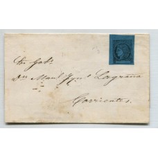 ARGENTINA 1860 GJ 3 CORRIENTES EN PLIEGO CIRCULADO A LA CAPITAL DE LA PROVINCIA, CON ESTAMPILLA TIPO 8 DE LA PLANCHA U$ 220