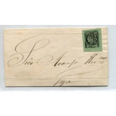 ARGENTINA 1864 GJ 4 CORRIENTES VERDE AMARILLO EN CARTA, HERMOSA TIPO 2 DE LA PLANCHA U$ 275