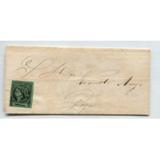 ARGENTINA 1864 GJ 4 CORRIENTES VERDE AMARILLO EN CARTA TIPO 2 DE LA PLANCHA U$ 275