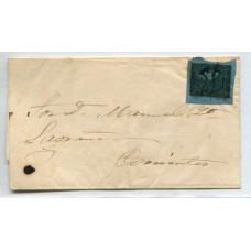 ARGENTINA 1856 GJ 1C CORRIENTES LA PRIMER ESTAMPILLA EN CARTA VARIEDAD IMPRESIÓN ACEITOSA TIPO 6 DE LA PLANCHA U$ 800