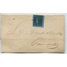 ARGENTINA 1856 GJ 1 CORRIENTES LA PRIMER ESTAMPILLA ARGENTINA EN CARTA, TIPO 4 DE LA PLANCHA U$ 450