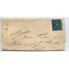 ARGENTINA 1856 GJ 1 CORRIENTES NUMERO 1 LA PRIMER ESTAMPILLA EN CARTA TIPO 6 DE LA PLANCHA U$ 450