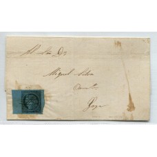 ARGENTINA 1856 GJ 1 CORRIENTES LA PRIMER ESTAMPILLA ARGENTINA EN PLIEGO FECHADO EN 29/5/1860 CIRCULADO A GOYA TIPO 5 DE LA PLANCHA U$ 450