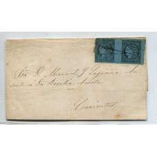 ARGENTINA 1856 GJ 1 CORRIENTES LA PRIMER ESTAMPILLA ARGENTINA EN CARTA FRANQUEDA CON HERMOSA PAREJA TIPO 2 y 3 DE LA PLANCHA