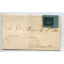 ARGENTINA 1856 GJ 1c CORRIENTES LA PRIMER ESTAMPILLA EN CARTA VARIEDAD IMPRESIÓN ACEITOSA CON IMPONENTES MARGENES TIPO 6 DE LA PLANCHA U$ 800