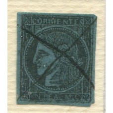 ARGENTINA 1856 GJ 1c CORRIENTES VARIEDAD IMPRESIÓN ACEITOSA TIPO 8 DE LA PLANCHA U$ 90