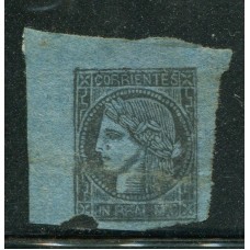 ARGENTINA 1856 GJ 1c CORRIENTES 100% ORIGINAL ESTAMPILLA NUEVA CORTADA A MANO U$ 440
