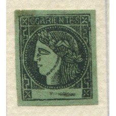 ARGENTINA 1864 GJ 4 CORRIENTES VERDE AMARILLO NUEVA GOMA TIPO 4 DE LA PLANCHA U$ 82