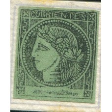 ARGENTINA 1864 GJ 4 CORRIENTES COLOR VERDE AMARILLO ESTAMPILLA NUEVA TIPO 6 DE LA PLANCHA U$ 55