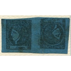 ARGENTINA 1871 GJ 7t CORRIENTES TETE-BECHE NUEVO CON GOMA, SON MUY RAROS EN ESTE SELLO QUE TENGAN GOMA Y ESTE ESTA PRACTICAMENTE MINT, SUBVALUADO EN CATALOGO TIPO 4 Y 8 DE LA PLANCHA U$52