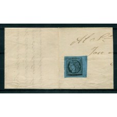 ARGENTINA 1860 GJ 2 CORRIENTES EN GRAN FRAGMENTO DE CARTA TIPO 1 DE LA PLANCHA