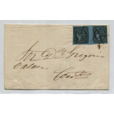 ARGENTINA 1856 GJ 1 CORRIENTES CARTA PLIEGO CIRCULADO A LA CAPITAL CON PAREJA HORIZONTAL TIPO 5 y 6 DE LA PLANCHA, MUY LINDA PIEZA