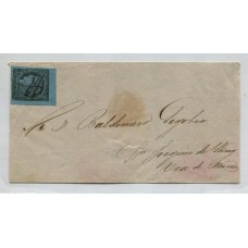 ARGENTINA 1856 GJ 1 CORRIENTES CARTA PLIEGO CIRCULADO A MERCEDES CON LA PRIMER ESTAMPILLA ARGENTINA TIPO 5 DE LA PLANCHA U$ 450