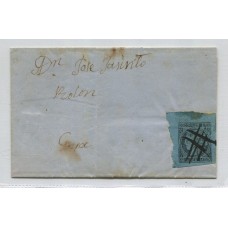 ARGENTINA 1856 GJ 1 CORRIENTES CARTA PLIEGO CIRCULADO A GOYA CON ESTAMPILLA DE AMPLIOS MARJENES, MUY BONITA PIEZA U$ 450