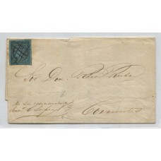 ARGENTINA 1856 GJ 1 CORRIENTES CARTA PLIEGO CIRCULADO A LA CAPITAL CON LA PRIMER ESTAMPILLA ARGENTINA, MUY LINDA PIEZA U$ 450