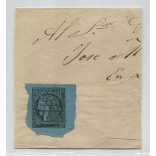 ARGENTINA 1860 GJ 2 CORRIENTES FRAGMENTO GRANDE 1/2 CARTA CIRCULADO CON ESTAMPILLA DE AMPLIOS MARJENES, HERMOSA PIEZA ( U$ 450 )