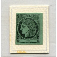 ARGENTINA 1865 GJ 5 CORRIENTES COLOR VERDE AZULADO ESTAMPILLA NUEVA SIN GOMA MUY BUEN EJEMPLAR TIPO 8 DE LA PLANCHA U$ 165