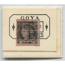ARGENTINA 1879 GJ 16 CORRIENTES ESTAMPILLA USADO POSTAL CON MATASELLO GOYA TIPO 6 DE LA PLANCHA U$ 40 + 100%