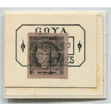 ARGENTINA 1879 GJ 16 CORRIENTES ESTAMPILLA USADO POSTAL CON MATASELLO GOYA TIPO 6 DE LA PLANCHA U$ 40 + 100%