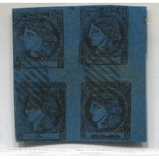 ARGENTINA 1871 GJ 7 CORRIENTES CUADRO USADO CON MATASELLO POSTAL TIPO 1, 2, 5 Y 6 DE LA PLANCHA U$ 300