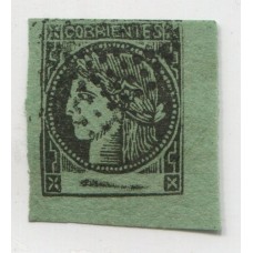 ARGENTINA 1865 GJ 5 CORRIENTES ESTAMPILLA CON MATASELLO PUNTOS TIPO 2 DE LA PLANCHA, RARO U$ 220