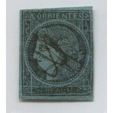 ARGENTINA 1860 GJ 2 CORRIENTES CON VALOR FACIAL TACHADO A PLUMA TIPO 8 DE LA PLANCHA U$ 130