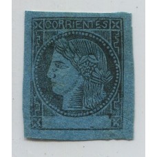 ARGENTINA 1860 GJ 3 CORRIENTES ESTAMPILLA NUEVA CON GOMA MUY BONITO EJEMPLAR TIPO 6 DE LA PLANCHA U$ 16