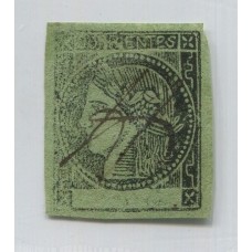 ARGENTINA 1864 GJ 4 CORRIENTES ESTAMPILLA OBLITERADA A PLUMA DE GOYA MUY BONITO TIPO 5 DE LA PLANCHA U$ 45