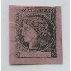 ARGENTINA 1875 GJ 9 CORRIENTES ESTAMPILLA NUEVA CON GOMA PARCIAL TIPO 7 DE LA PLANCHA U$ 330