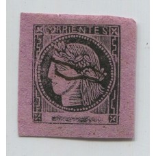 ARGENTINA 1875 GJ 09 CORRIENTES ESTAMPILLA CON OBLITERACION A PLUMA TIPO 6 DE LA PLANCHA U$ 110 LUJO