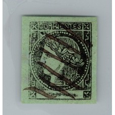 ARGENTINA 1864 GJ 4 CORRIENTES COLOR VERDE AMARILLO ESTAMPILLA TIPO 5 DE LA PLANCHA U$ 45