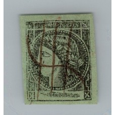 ARGENTINA 1864 GJ 4 CORRIENTES COLOR VERDE AMARILLO ESTAMPILLA TIPO 7 DE LA PLANCHA U$ 45